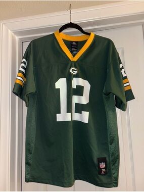 Green Bay Packers #12 Green Football Jersey YOUTH size XL